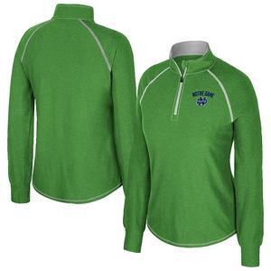 Женский зеленый топ Notre Dame Fighting Irish Bikram Raglan с четвертью молнией Colosseum