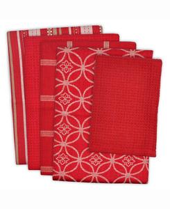 Набор из 5 кухонных полотенец и салфеток разных цветов Design Imports, Red