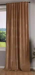 Плотная штора "Милано" бархатная, непрозрачная, с петлевой лентой, карманом на штанге, термолентой, укорачивается, песочного цвета, 1 шт., ВxШ 235x135 см, 20357 Astek