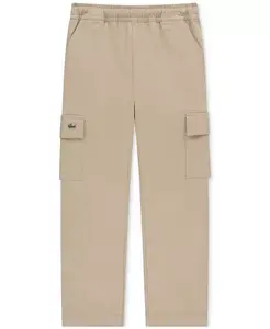 Большие парни тянущиеся твиловые карго-штаны Lacoste, загар/бежевый