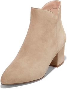 Женские модные ботильоны с острым носком, невысоким блочным каблуком, боковой молнией, удобные для осени и зимы, повседневная обувь для прогулок, размеры 4-16 US Wansseny, Wheat