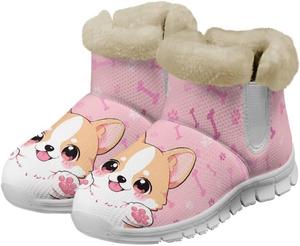 Женские ботинки Jeiento Snow, рабочие ботинки на щиколотку с противоскользящей подошвой, зимние обувь с пушистой, утолщенной стелькой и утепленной флисовой подкладкой, Cute Puppy