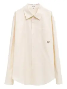 Рубашка с вышивкой и карманом Loewe, бежевый