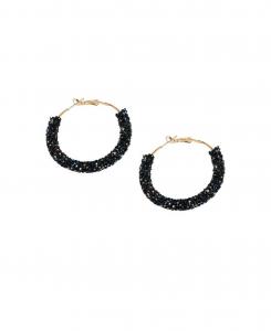 Женские серьги-кольца с черным камнем SOHI, Black