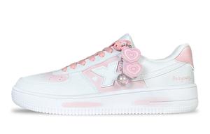 XTEP Кроссовки Air Force One с антискользящим покрытием, износостойкие, низкие, для скейтбординга, унисекс, розовые, белые