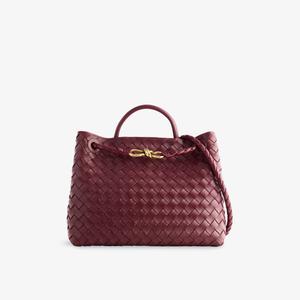 Сумка Bottega Veneta Анджамо средняя кожаная с верхней ручкой, бордовый