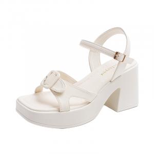 NANJIREN Женские сандалии на одной застежке экрю, цвет Ecru