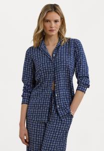 Блузка на пуговицах Classic Fit Geo Print Crepe Shirt Lauren Ralph Lauren, синий