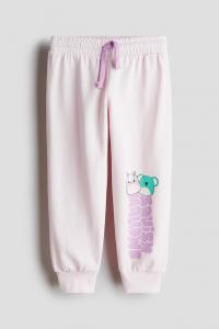 Джоггеры из хлопка с мотивным принтом H&M, розовый