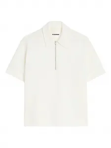 Рубашка поло с вышитым логотипом Jil Sander, бежевый