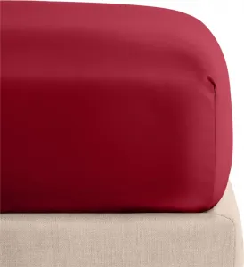 Простыня на резинке сатиновая 180x200 см в цвете Бордо - 100% хлопок, Standard 100 Spod Igły i Nitki