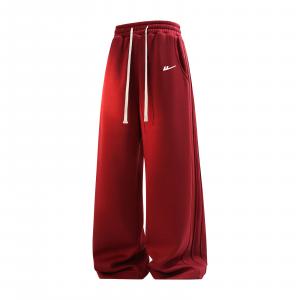 Хлопковые брюки Unisex утепленные с флисовой подкладкой прямого кроя WARRIOR, burgundy[free diy brand merch]