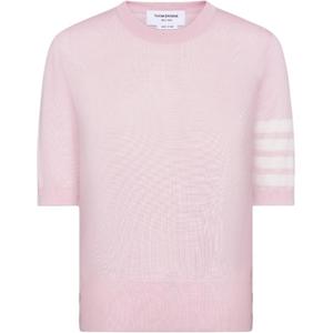 Футболка с прозрачными рукавами из тонкого трикотажа THOM BROWNE, розовый