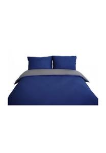 Микрофибра двустороннее постельное бельё для односпальной и двуспальной кровати Cofi антрацит-тёмно-синий 240 x 220 см