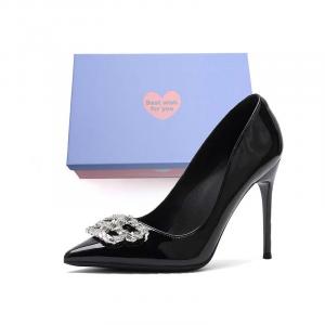 Xingdiman Тонкие каблуки на шпильке женские черные в подарочной коробке высота 9 см, цвет Black 9CM