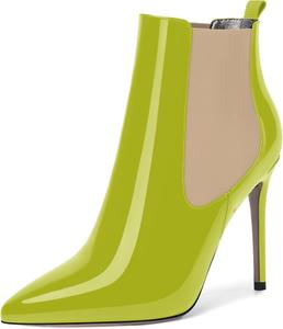 Женские ботильоны NUMALEO с острым носком, на шнуровке, из лакированной кожи, на высоком каблуке-стилете, 10 см, Beige Yellow Green