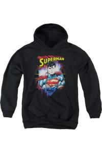 Супермен Глэм Молодежная Толстовка с Капюшоном Gildan, черный