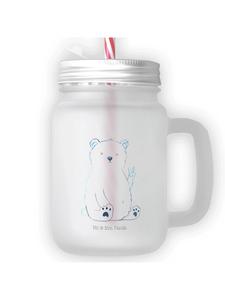 Стакан для питья Mason Jar с изображением белого медведя (не говоря уже о нем) в прозрачном виде Mr. & Mrs. Panda