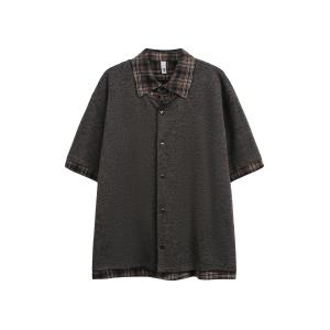 Рубашка Unisex Lapel Moderate Mock Two Piece X1617, coffee