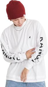 Мужская и женская футболка с длинным рукавом KANGOL, воротник-стойка, многослойная, стильная, унисекс, белый