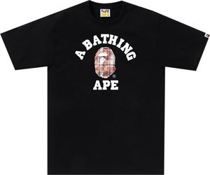 Футболка BAPE Bleach Check College 'Black', черный