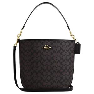 Городской холст с кожаной сумкой большого размера женская черная COACH