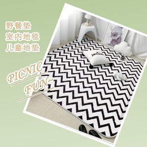 BSWolf коврик для пикника влагостойкая ткань для отдыха на природе портативный водонепроницаемый утолщенный 200*150 черно-белый волнистый + сумка для хранения