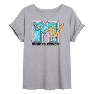 Оверсайз футболка MTV с розовым бассейном для подростков Licensed Character, серый