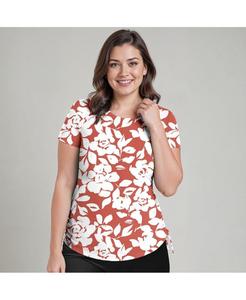 Купальный топ и плавки/бюстгальтер Adele больших размеров с короткими рукавами Calypsa, Rusty rose