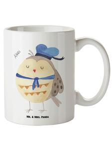 Кружка XL Сова Моряк без слов в белом Mr. & Mrs. Panda