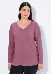 Джемпер Ulla Popken LANGARM BASIC & V-AUSSCHNITT, Dark Rose/Light Pink