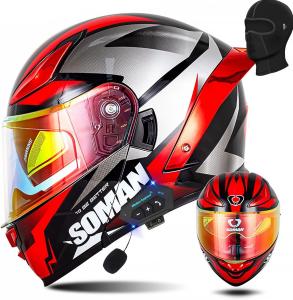 Шлем мотоциклетный TD-Helmet FMVSS-218, красный / серый