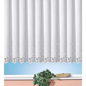 Занавеска Elina с сборкой, 1 шт., настоящая вышивка, макраме, полупрозрачная, с каймой, изогнутая, штора Weckbrodt, белый