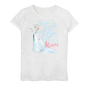 Футболка с рисунком Эльзы на 6-й день рождения для девочек 7–16 лет Disney's Frozen Girls Licensed Character, белый