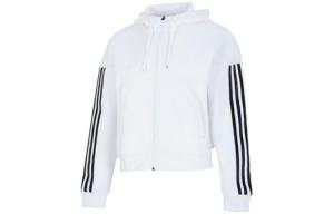 Женская куртка с капюшоном и тремя полосками, белая Adidas