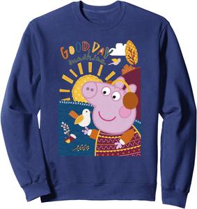 Толстовка с изображением Свинки Пеппы и надписью «Добрый день, солнышко», красочный портрет природы, синяя Peppa Pig