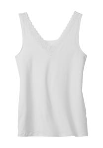 Женская кружевная майка Natural Comfort с v-образным вырезом CALIDA, белый