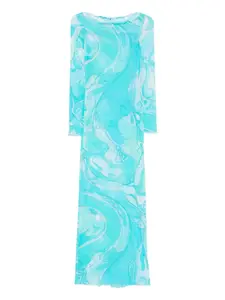 Шелковое платье с принтом Orchidee Pucci, синий