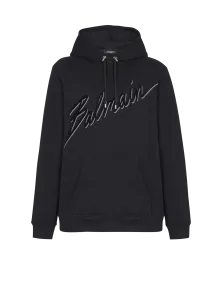Худи с флоковым логотипом Balmain, черный