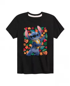 Футболка с принтом Stitch и фруктами из мультфильма "Лило и Стич" для мальчиков старшего возраста Lilo & Stitch, черный