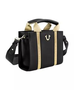 Мини-сумка-тоут из лицензионной искусственной кожи с фирменными ремнями True Religion, черный