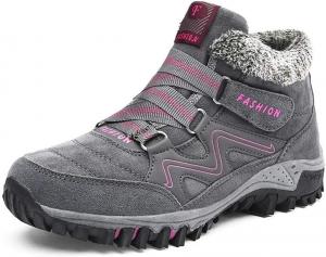 Женские зимние термоваляные кожаные ботинки на платформе с высокой шнуровкой EaGo, Grey