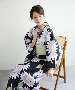 Набор из 4 предметов хлопковая юката aimoha/Цветочный (Юката, Хеко Оби, Гета и аксессуары для волос)