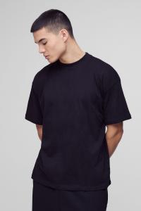 Футболка оверсайз BoohooMAN с удлиненным воротником, черный