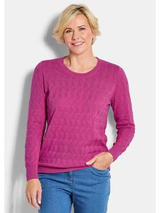 GOLDNER Вязаный хлопковый свитер с зигзагообразным узором ягодного цвета