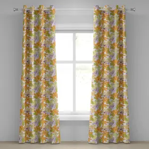 Цветочная штора на люверсах ABAKUHAUS, лепестки гигантской лилии, экзотические цветы, гавайский букет, красота, декоративные двухпанельные шторы, 280 см x 175 см, яблочно-зеленые бархатцы Abakuhaus