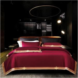YUSIWOAL Комплект постельного белья красный Cotton Luxury 800TC с вышивкой Red