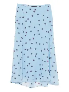 Шелковая юбка в горошек Rochas, синий