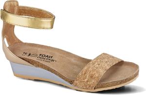 Женские сандалии NAOT Pixie на танкетке с пробковой стелькой и поддержкой свода стопы - регулируемый ремешок на щиколотке - комфорт и поддержка - легкие и идеальны для путешествий - узкая и средняя посадка, золотой