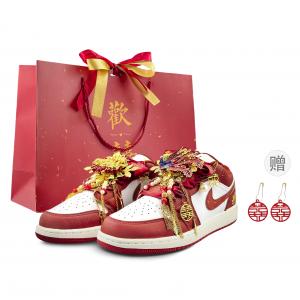 Jordan Баскетбольные кроссовки Air 1, износостойкие, винтажные, низкие, унисекс, румяно-красные